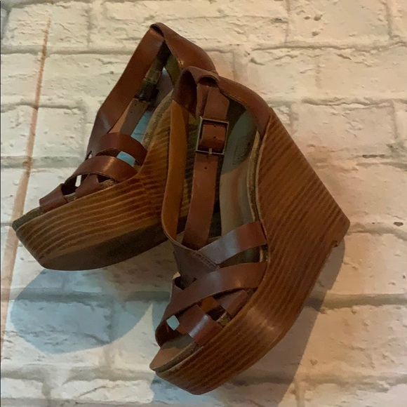 Lucky Brand brown leather platform sandals sz 8 - Picture 3 of 5
